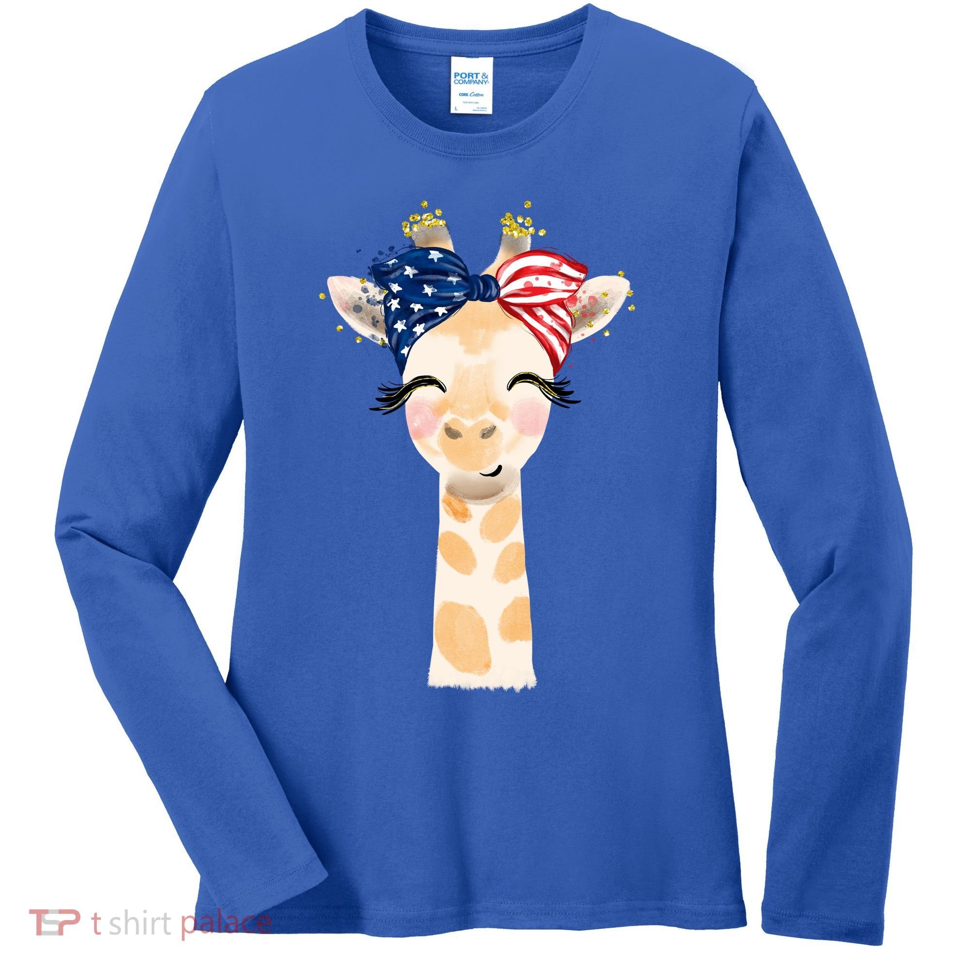 4th Of July Usa Giraffe Cute Women's Long Sleeve Shirt