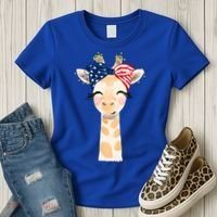 4th Of July Usa Giraffe Cute Women's T-Shirt thumb 3