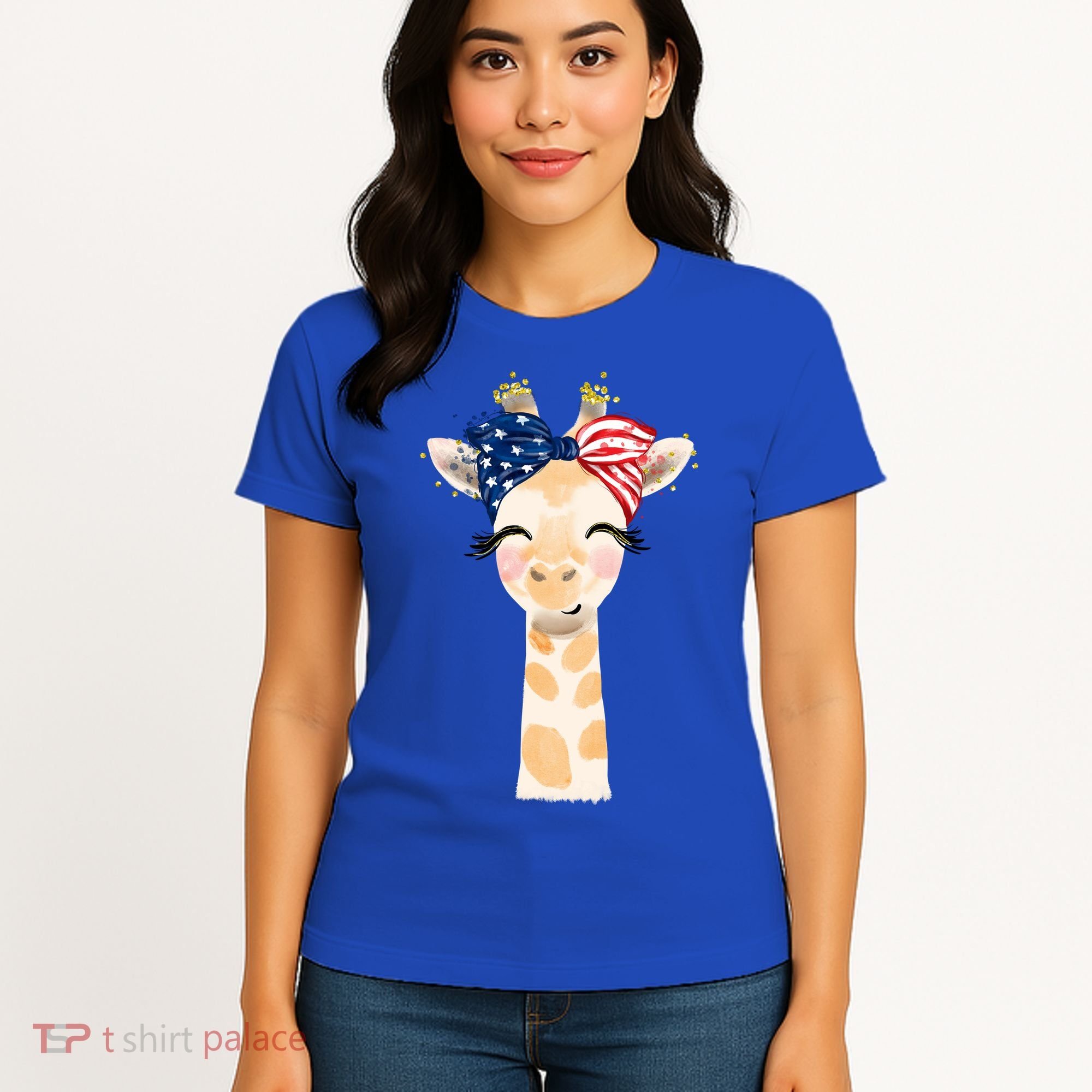 4th Of July Usa Giraffe Cute Women's T-Shirt