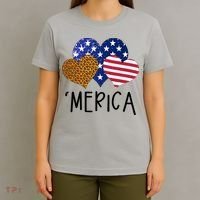 4th Of July Merica Heart USA American Flag Patriotic T-Shirt thumb 4