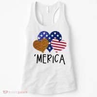 4th Of July Merica Heart USA American Flag Patriotic Women's Tank Top thumb 0