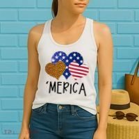 4th Of July Merica Heart USA American Flag Patriotic Women's Tank Top thumb 2