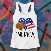 4th Of July Merica Heart USA American Flag Patriotic Women's Tank Top thumb 3