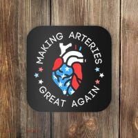 4th Of July Cardiac Nurse Making Arteries Great Again Coaster thumb 0