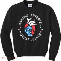 4th Of July Cardiac Nurse Making Arteries Great Again Kids Sweatshirt thumb 0