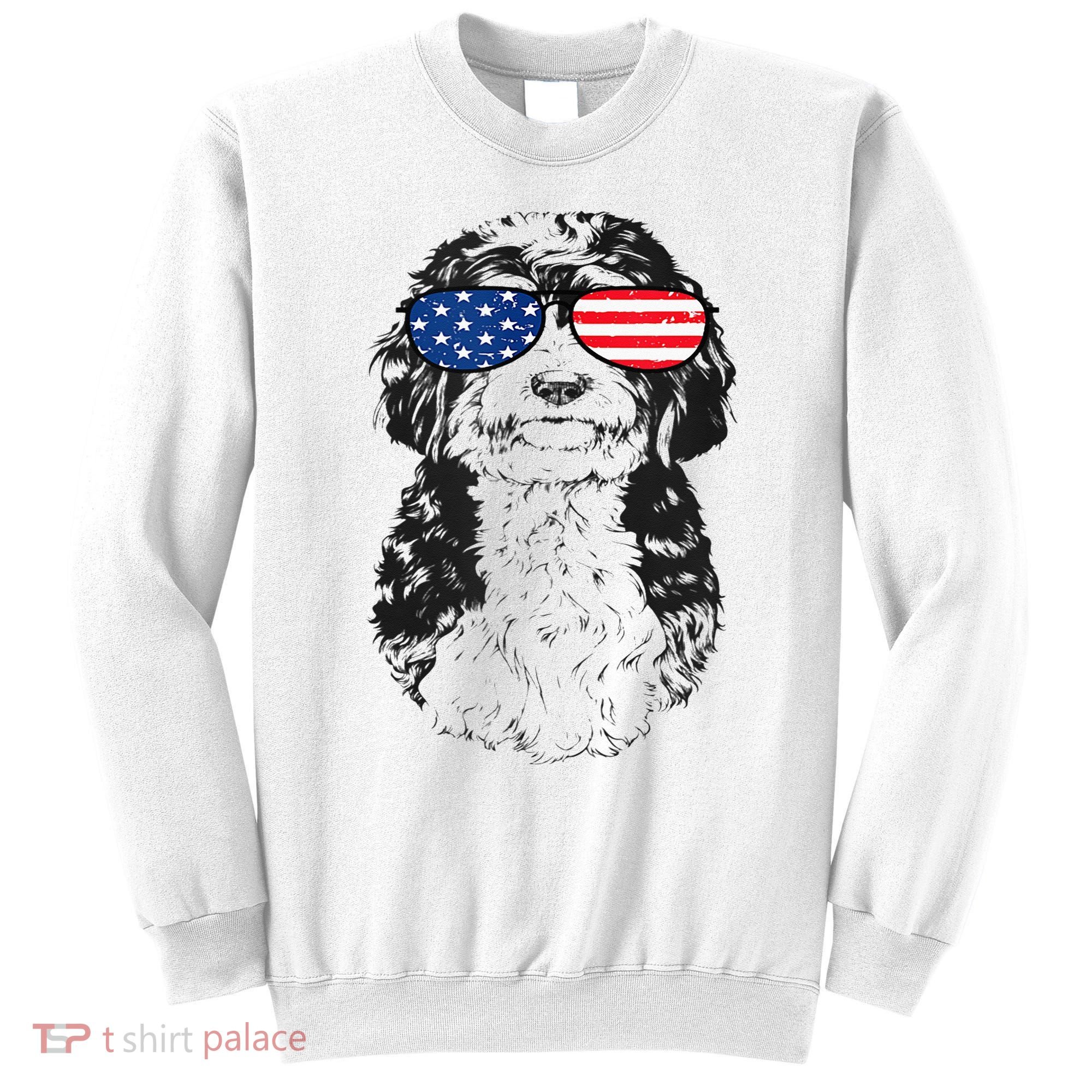 4th Of July Bernedoodle Doodle Dog Patriotic USA Sunglasses Sweatshirt
