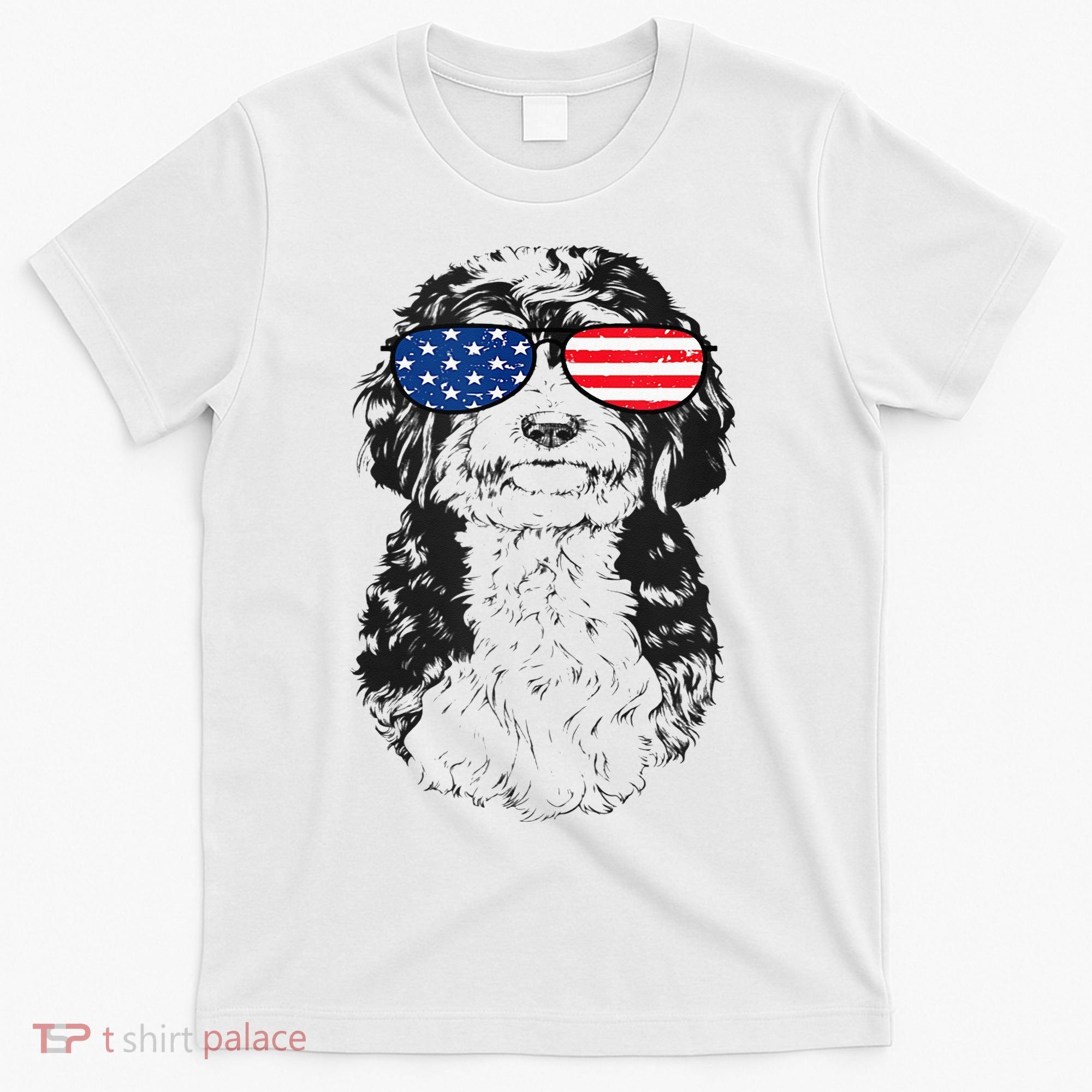 4th Of July Bernedoodle Doodle Dog Patriotic USA Sunglasses T-Shirt