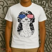 4th Of July Bernedoodle Doodle Dog Patriotic USA Sunglasses T-Shirt thumb 3