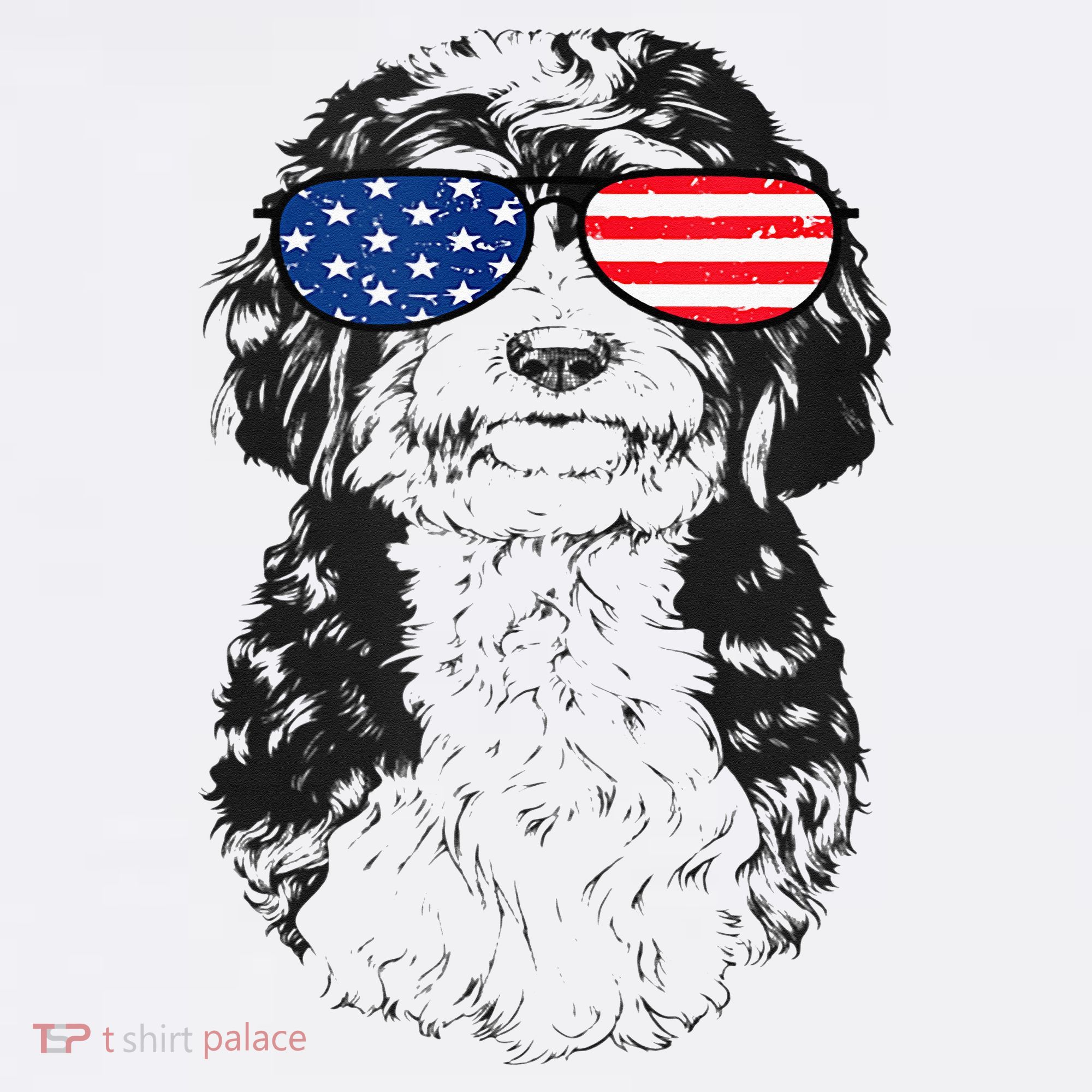 4th Of July Bernedoodle Doodle Dog Patriotic USA Sunglasses T-Shirt