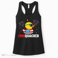 4th Of July Duck Firequacker Patriotic Fourth Of July Funny Women's Tank Top thumb 0