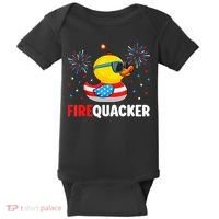 4th Of July Duck Firequacker Patriotic Fourth Of July Funny Baby Bodysuit thumb 0