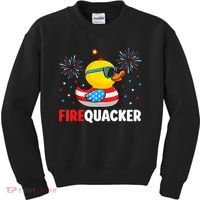 4th Of July Duck Firequacker Patriotic Fourth Of July Funny Kids Sweatshirt thumb 0