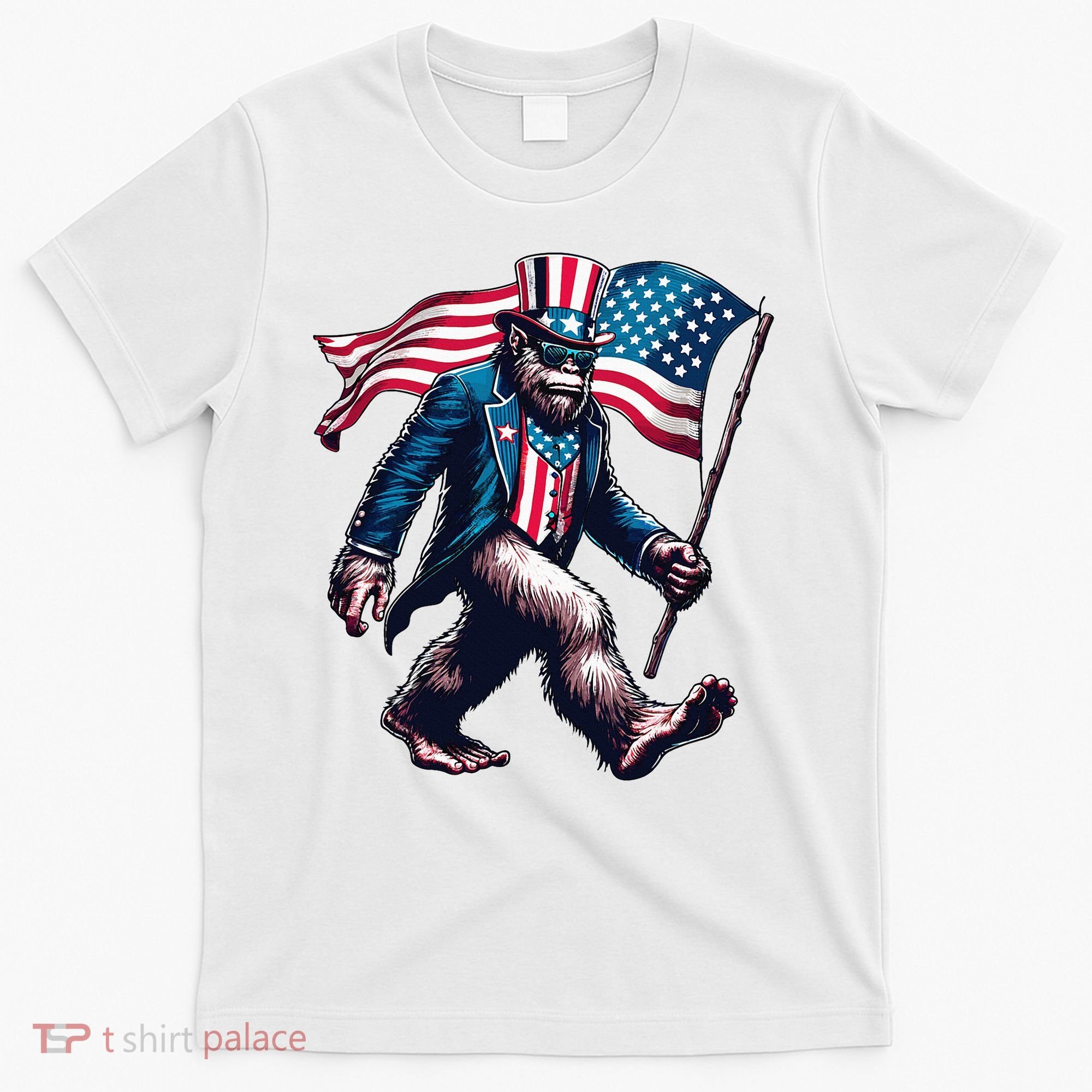 4th Of July Bigfoot Sasquatch American Flag Usa T-Shirt