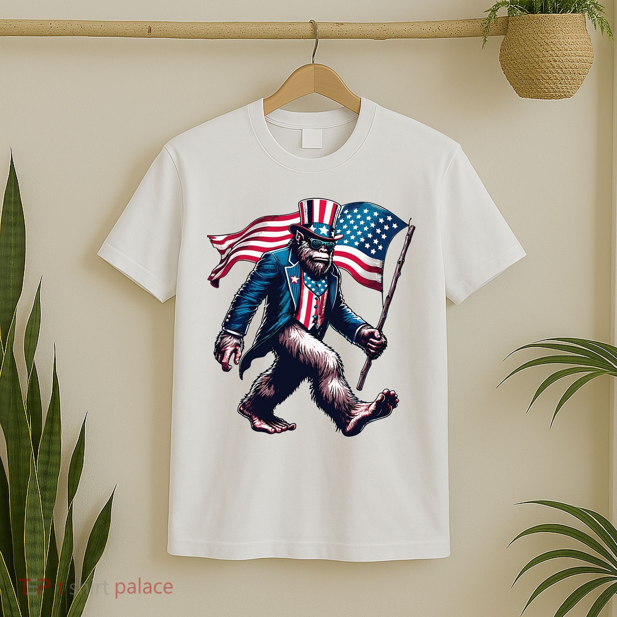 4th Of July Bigfoot Sasquatch American Flag Usa T-Shirt