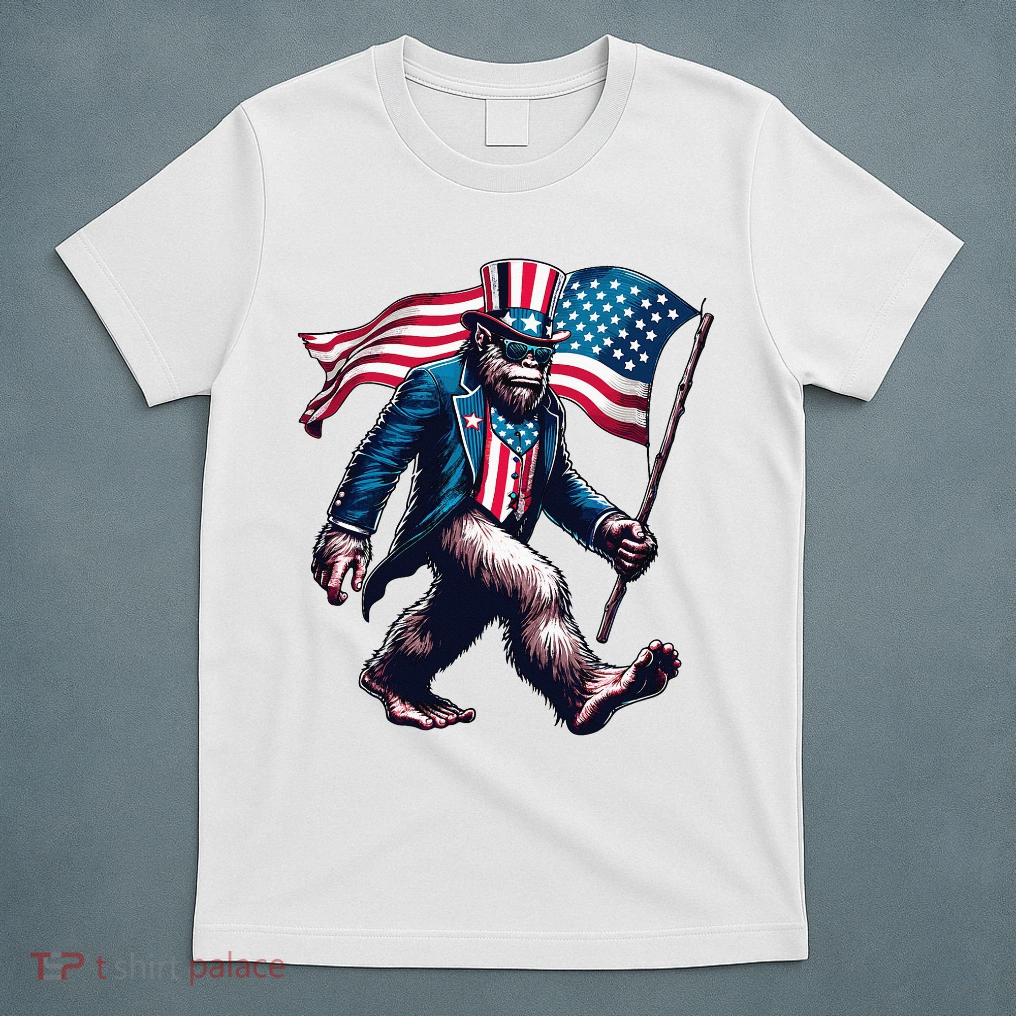4th Of July Bigfoot Sasquatch American Flag Usa T-Shirt