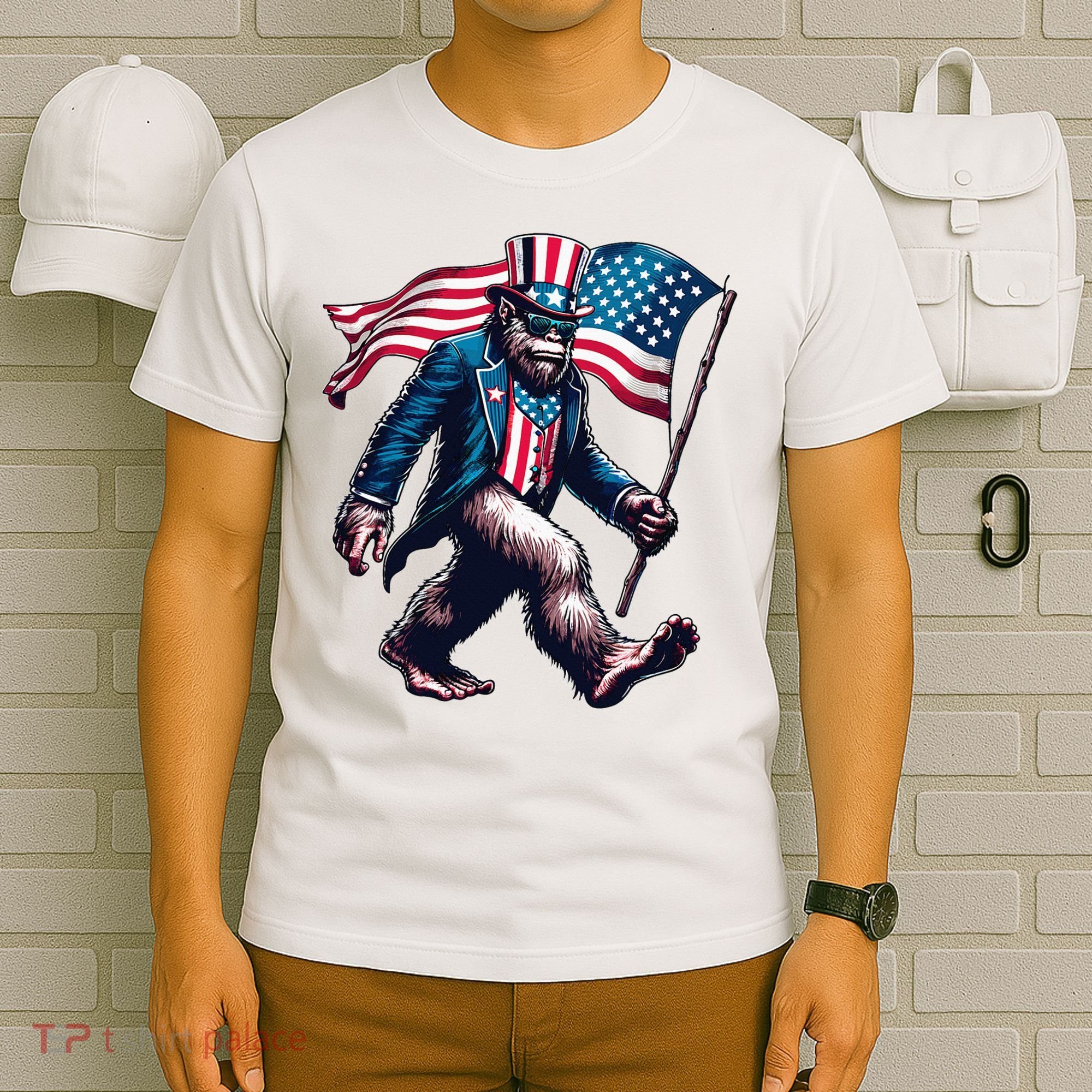 4th Of July Bigfoot Sasquatch American Flag Usa T-Shirt
