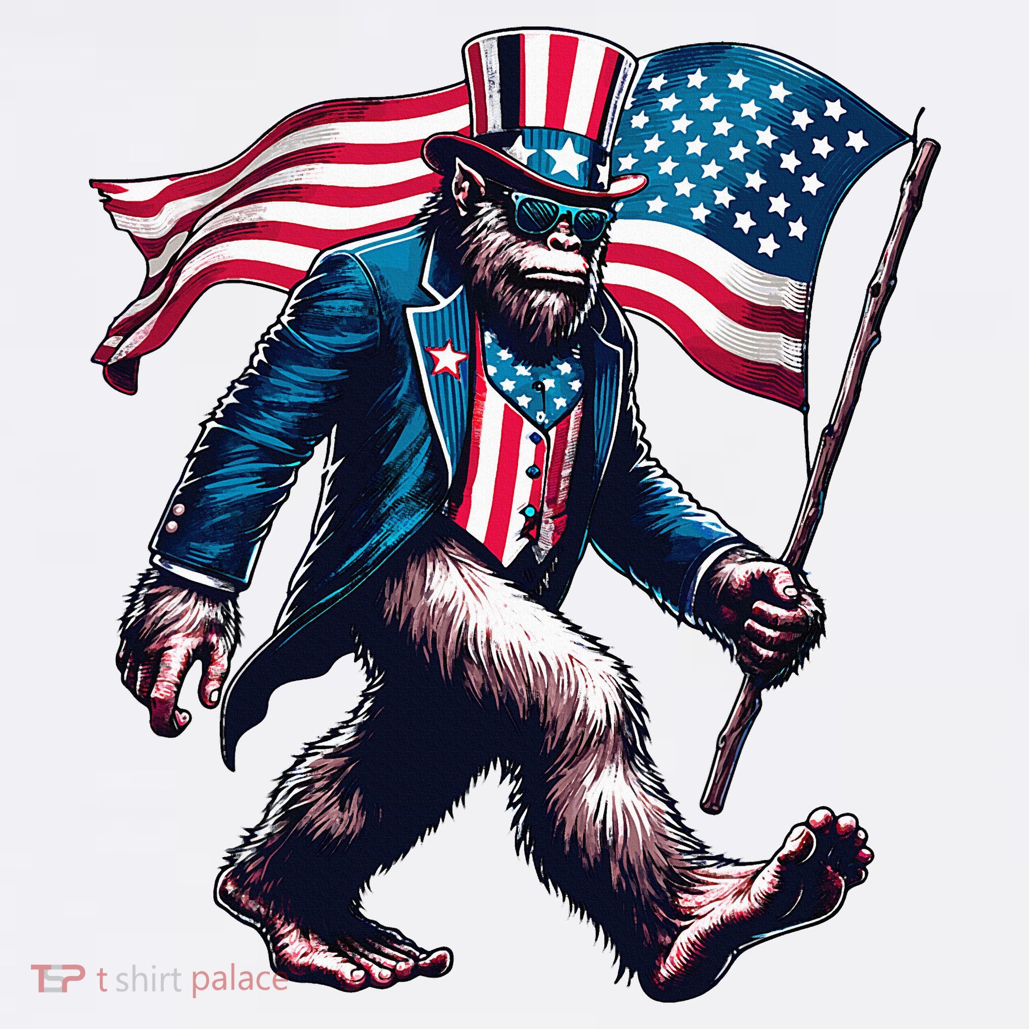 4th Of July Bigfoot Sasquatch American Flag Usa T-Shirt