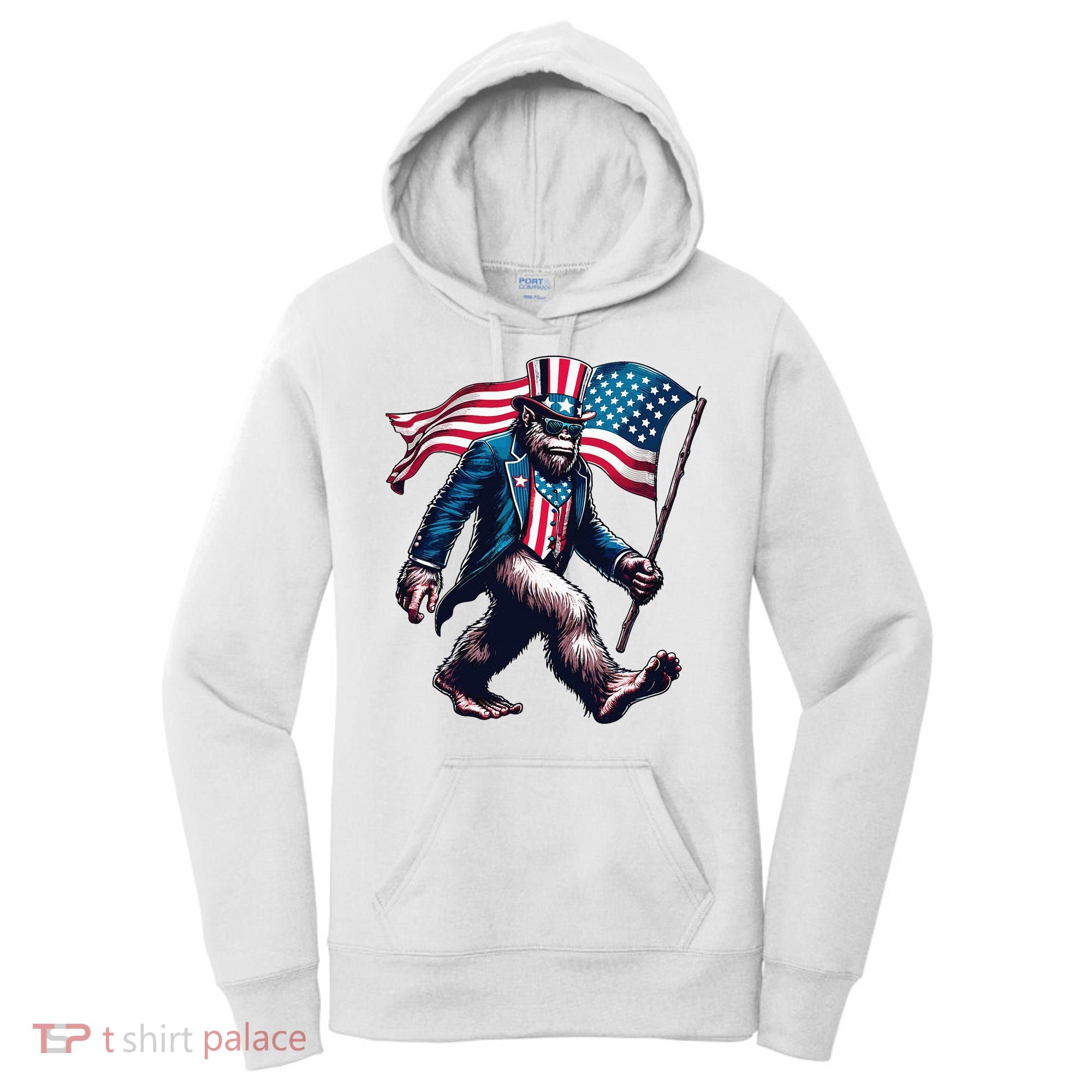 4th Of July Bigfoot Sasquatch American Flag Usa Women's Hoodie