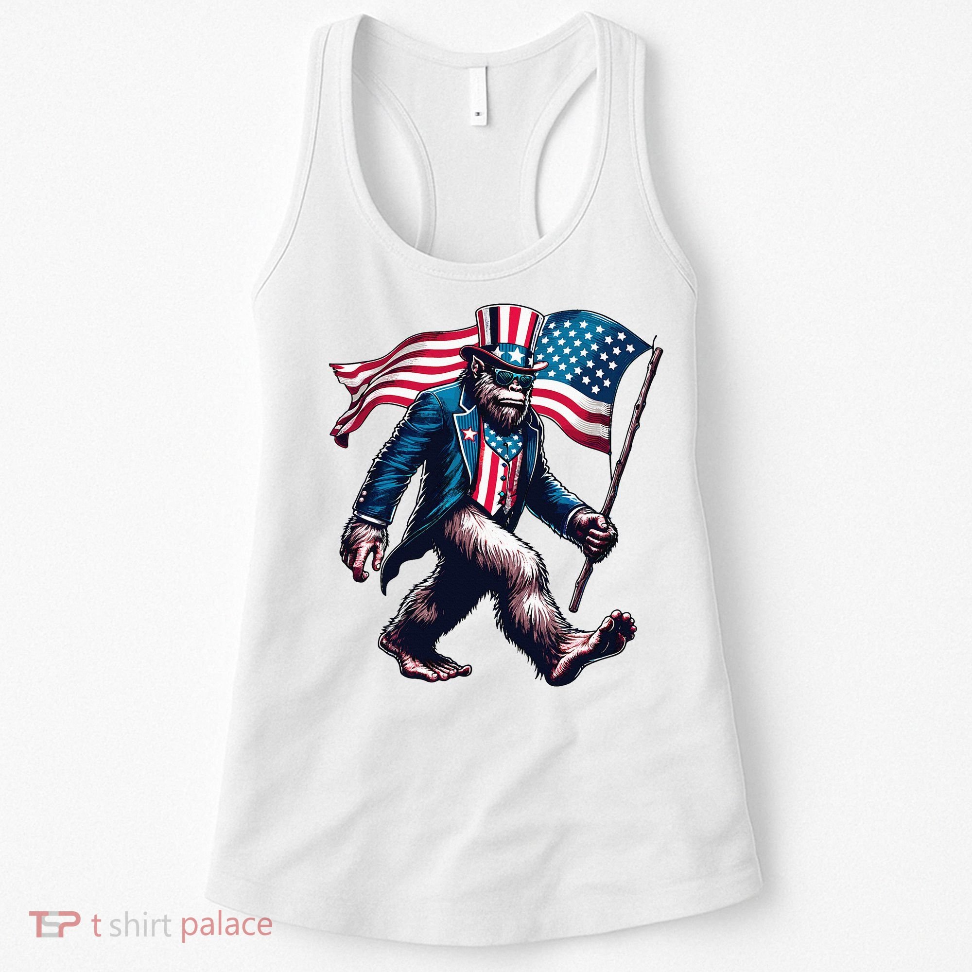 4th Of July Bigfoot Sasquatch American Flag Usa Women's Tank Top