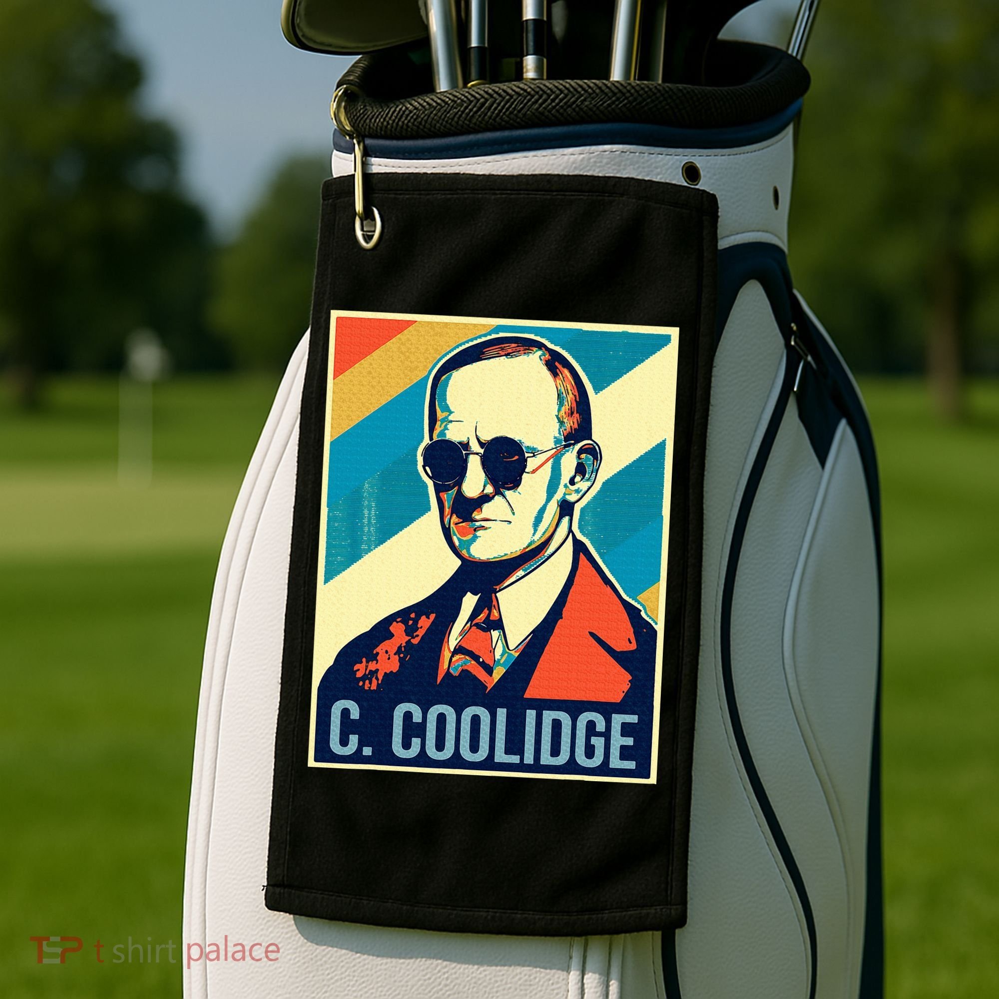 4th Of July Calvin Coolidge President Retro Patriotic Golf Towel