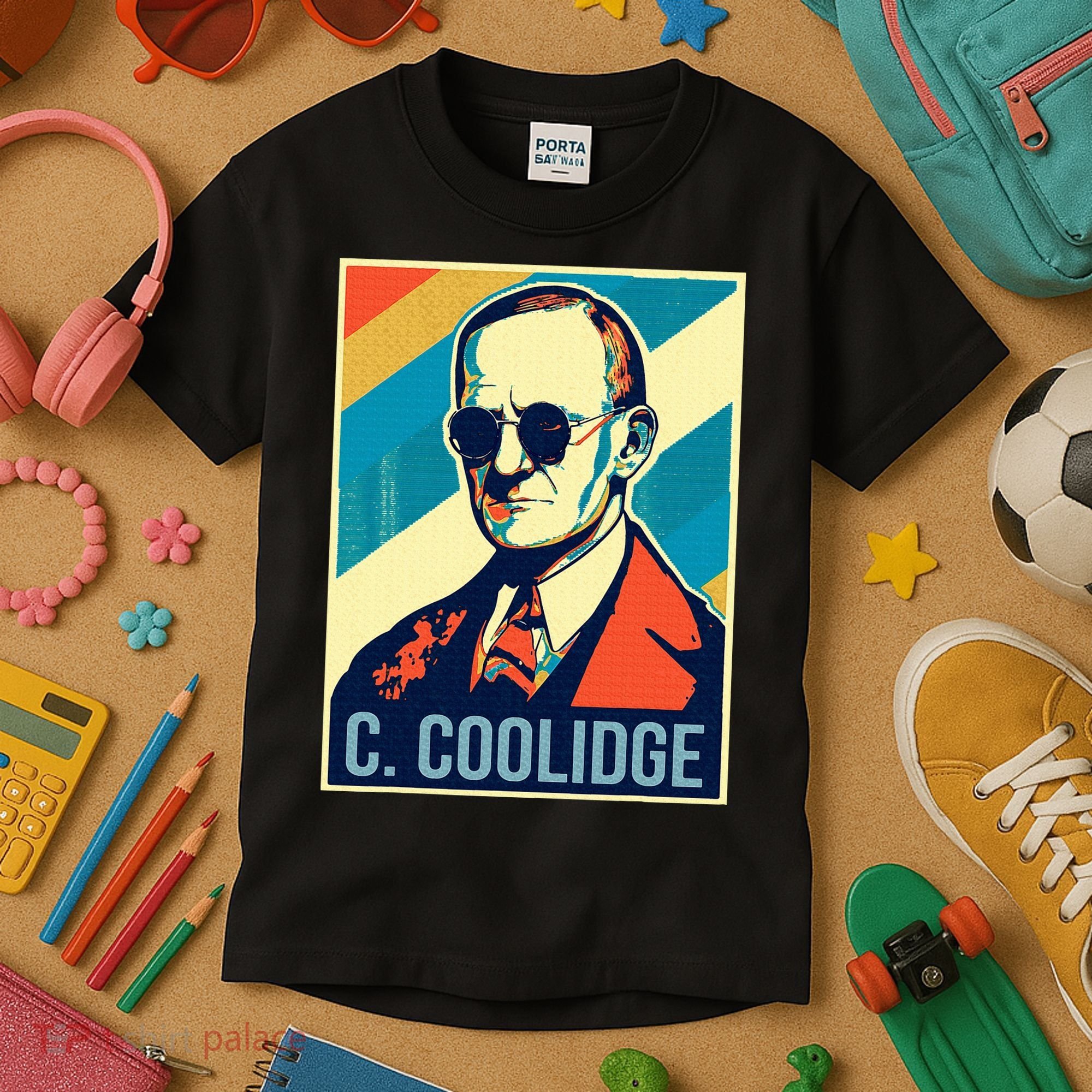 4th Of July Calvin Coolidge President Retro Patriotic Kids T-Shirt