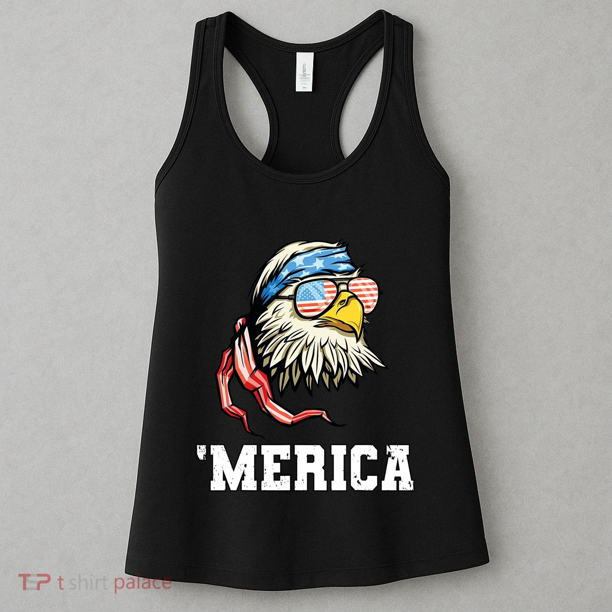 4th Of July Merica Usa Flag Bald Eagle Patriotic Veteran Women's Tank Top