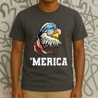 4th Of July Merica Usa Flag Bald Eagle Patriotic Veteran T-Shirt thumb 3