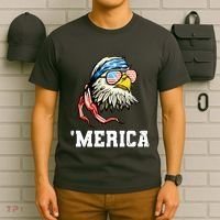 4th Of July Merica Usa Flag Bald Eagle Patriotic Veteran T-Shirt thumb 6