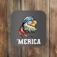 4th Of July Merica Usa Flag Bald Eagle Patriotic Veteran Coaster thumb 0