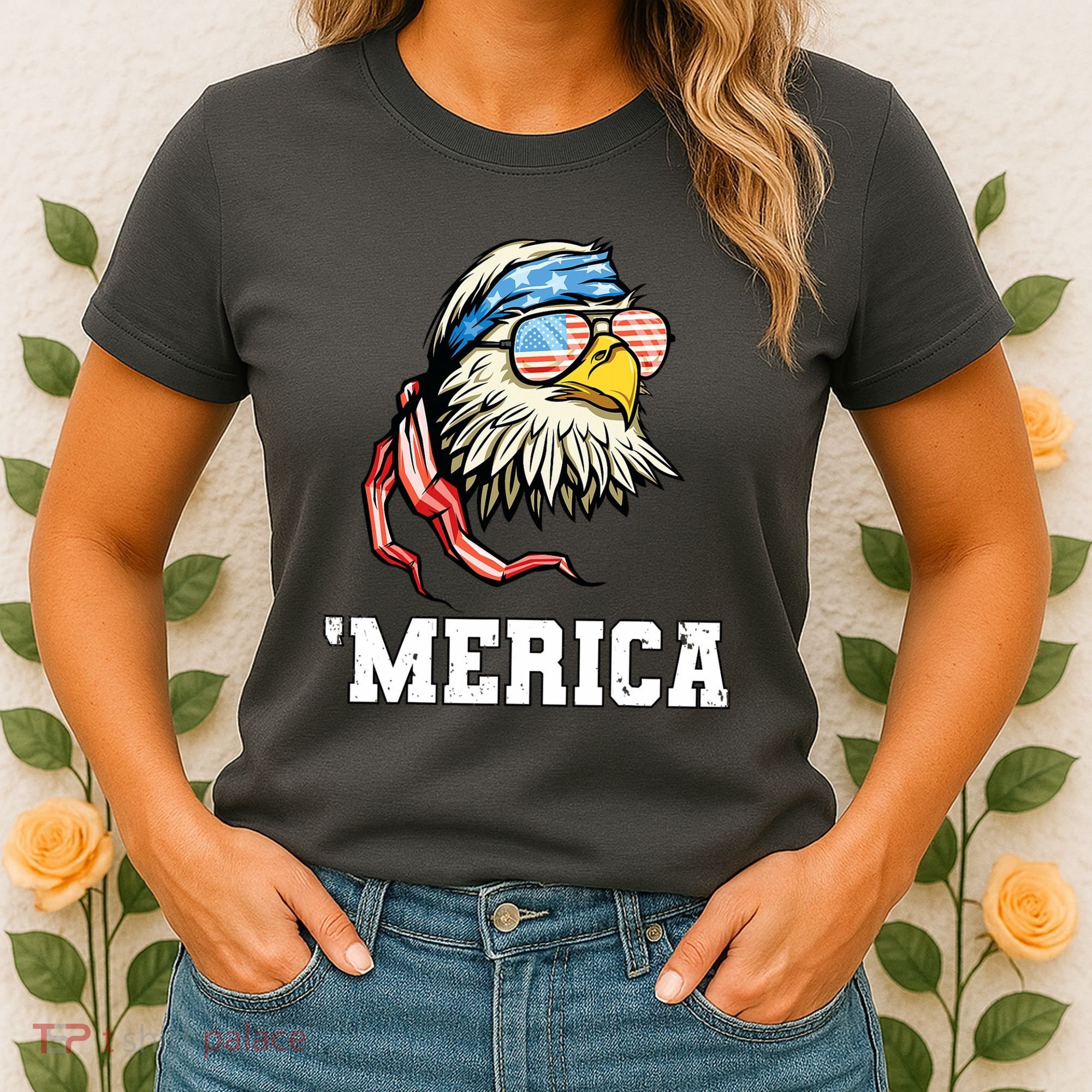 4th Of July Merica Usa Flag Bald Eagle Patriotic Veteran Women's T-Shirt