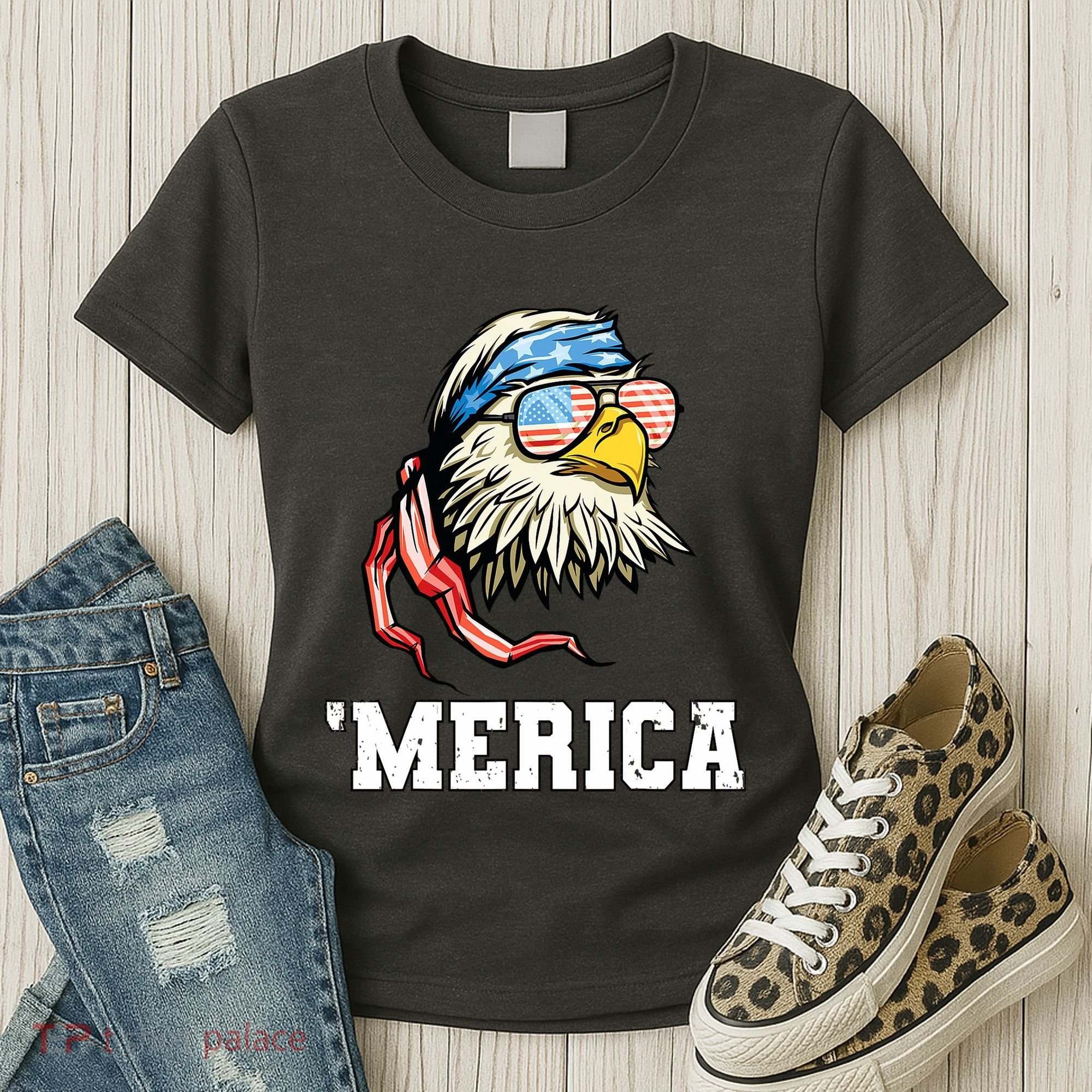 4th Of July Merica Usa Flag Bald Eagle Patriotic Veteran Women's T-Shirt