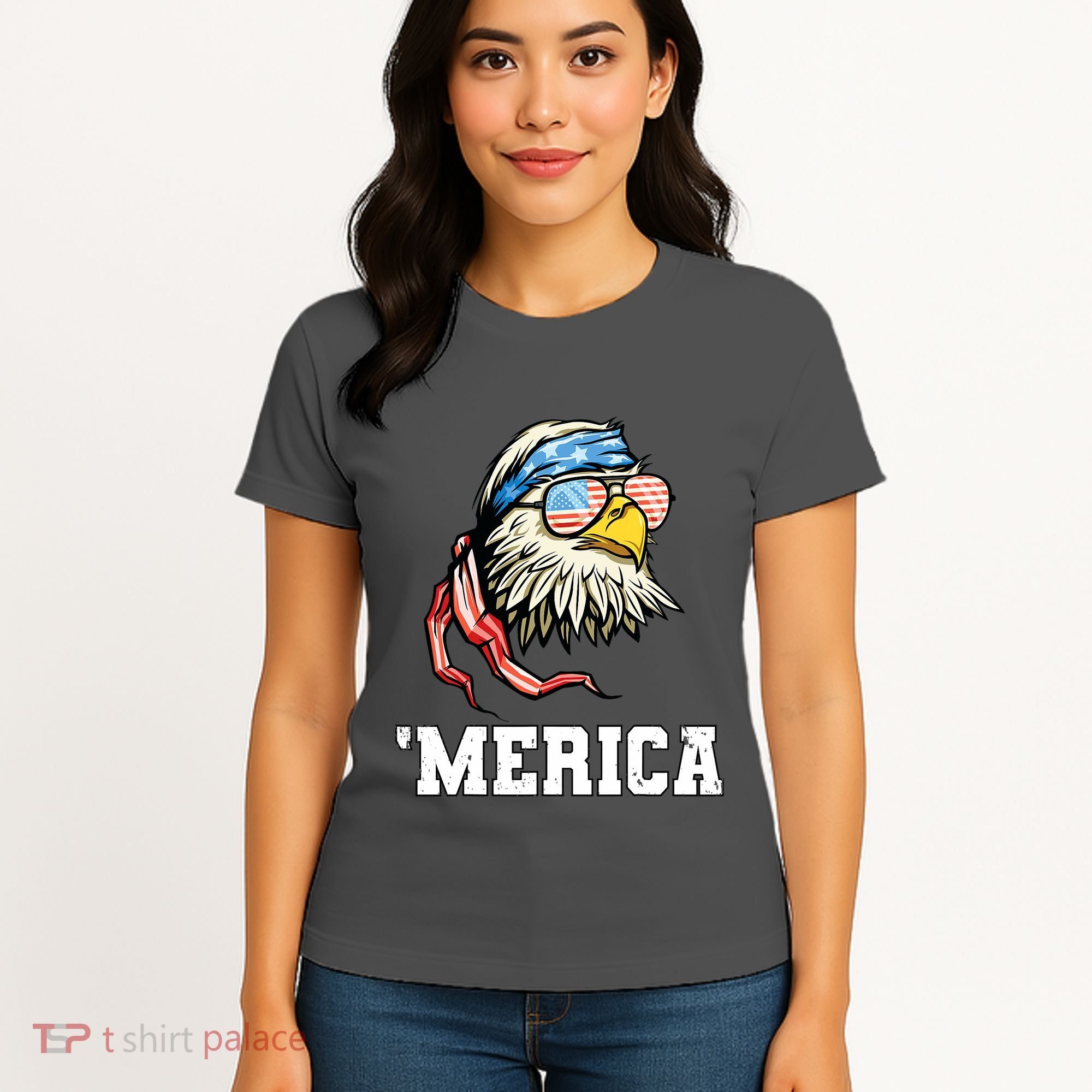 4th Of July Merica Usa Flag Bald Eagle Patriotic Veteran Women's T-Shirt