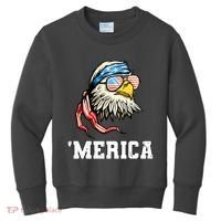 4th Of July Merica Usa Flag Bald Eagle Patriotic Veteran Kids Sweatshirt thumb 0