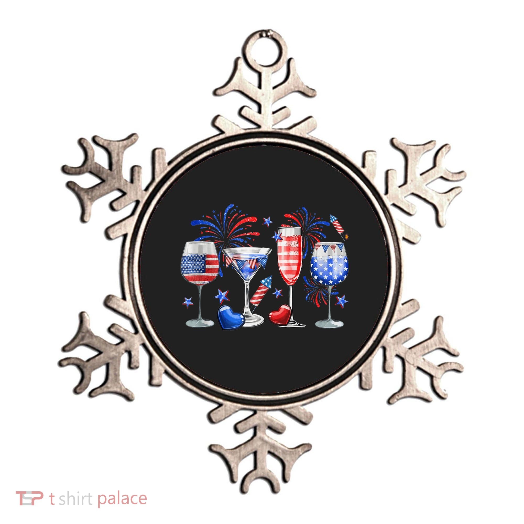 4th Of July Wine Glasses Independence Day American Flag  Ornament
