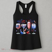 4th Of July Wine Glasses Independence Day American Flag  Women's Tank Top thumb 3