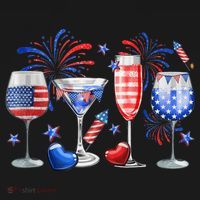 4th Of July Wine Glasses Independence Day American Flag  Women's Tank Top thumb 5