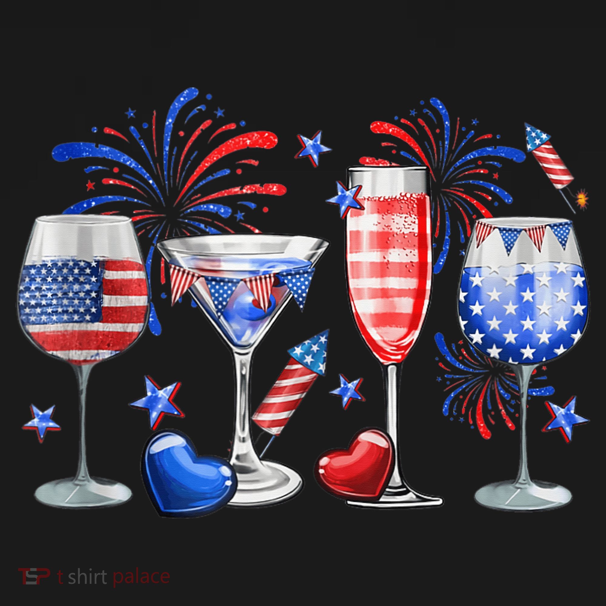4th Of July Wine Glasses Independence Day American Flag  Kids Sweatshirt