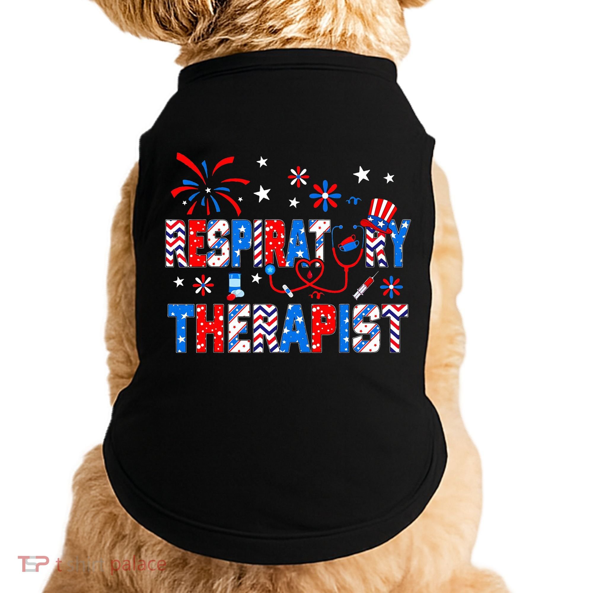 4th Of July For Wo Stethoscope Respiratory Therapist RT Doggie Tank