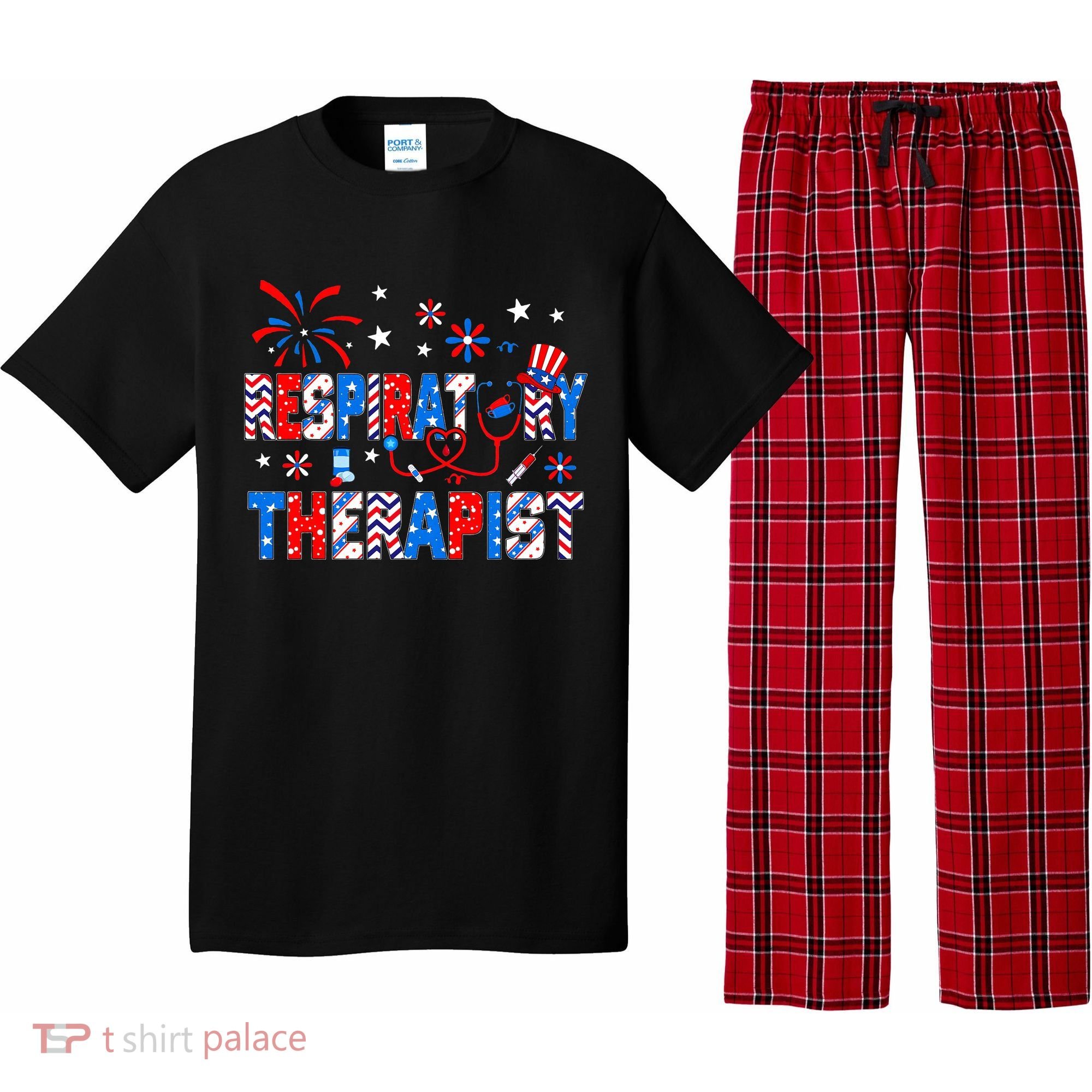 4th Of July For Wo Stethoscope Respiratory Therapist RT Pajama Set