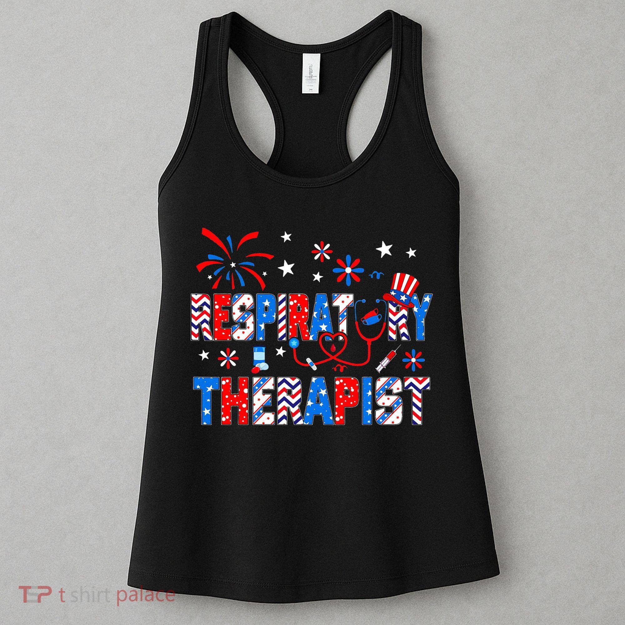 4th Of July For Wo Stethoscope Respiratory Therapist RT Women's Tank Top