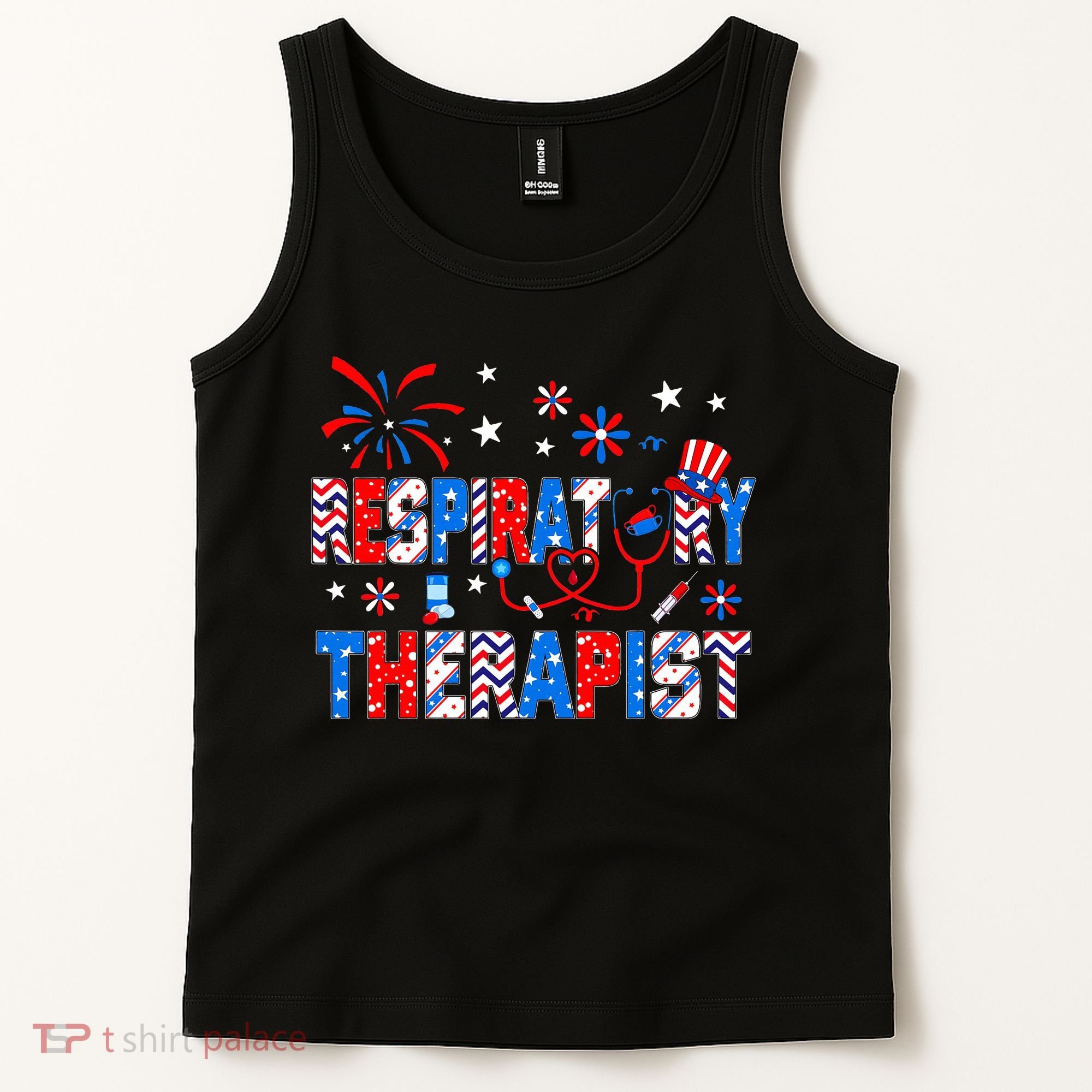 4th Of July For Wo Stethoscope Respiratory Therapist RT Tank Top
