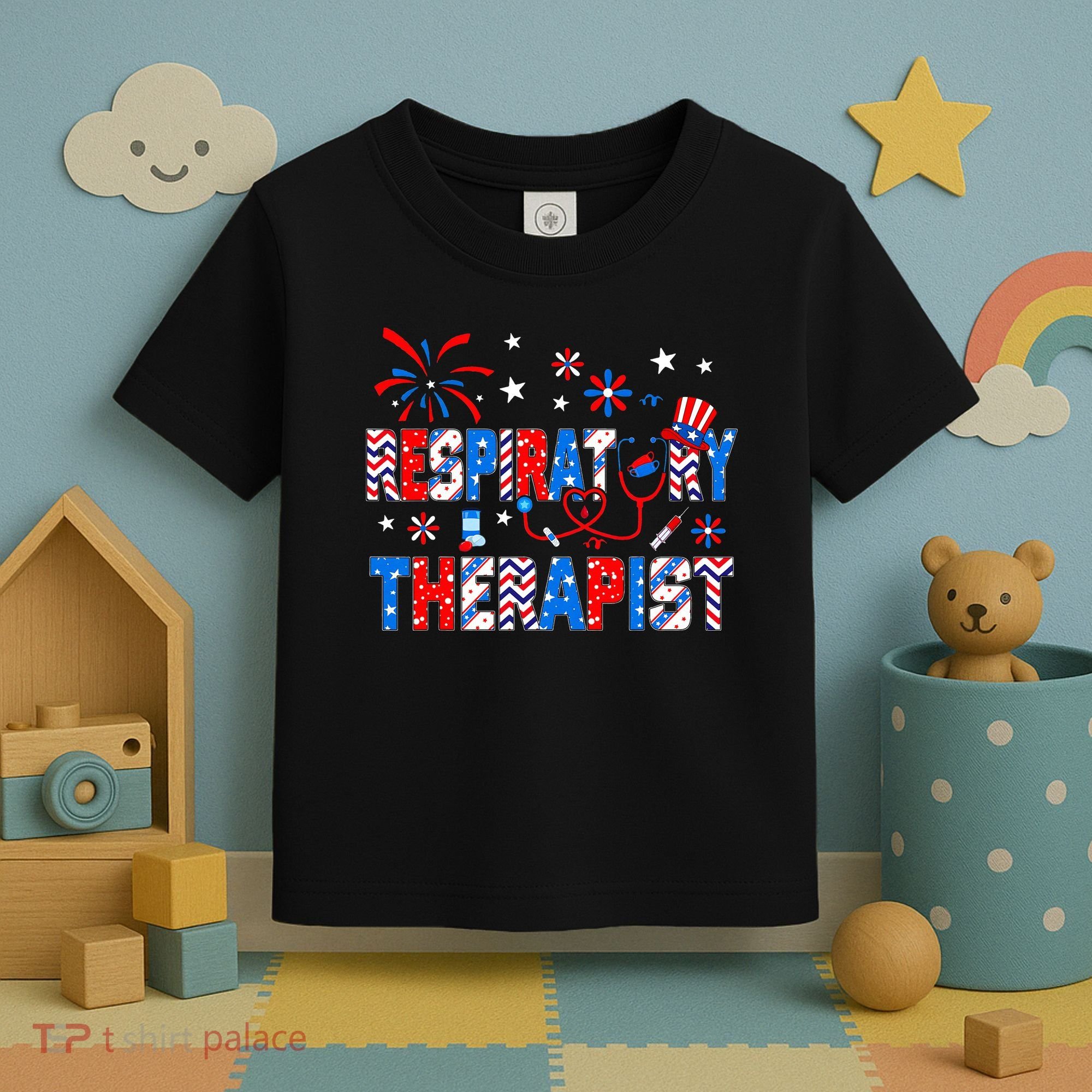 4th Of July For Wo Stethoscope Respiratory Therapist RT Toddler T-Shirt