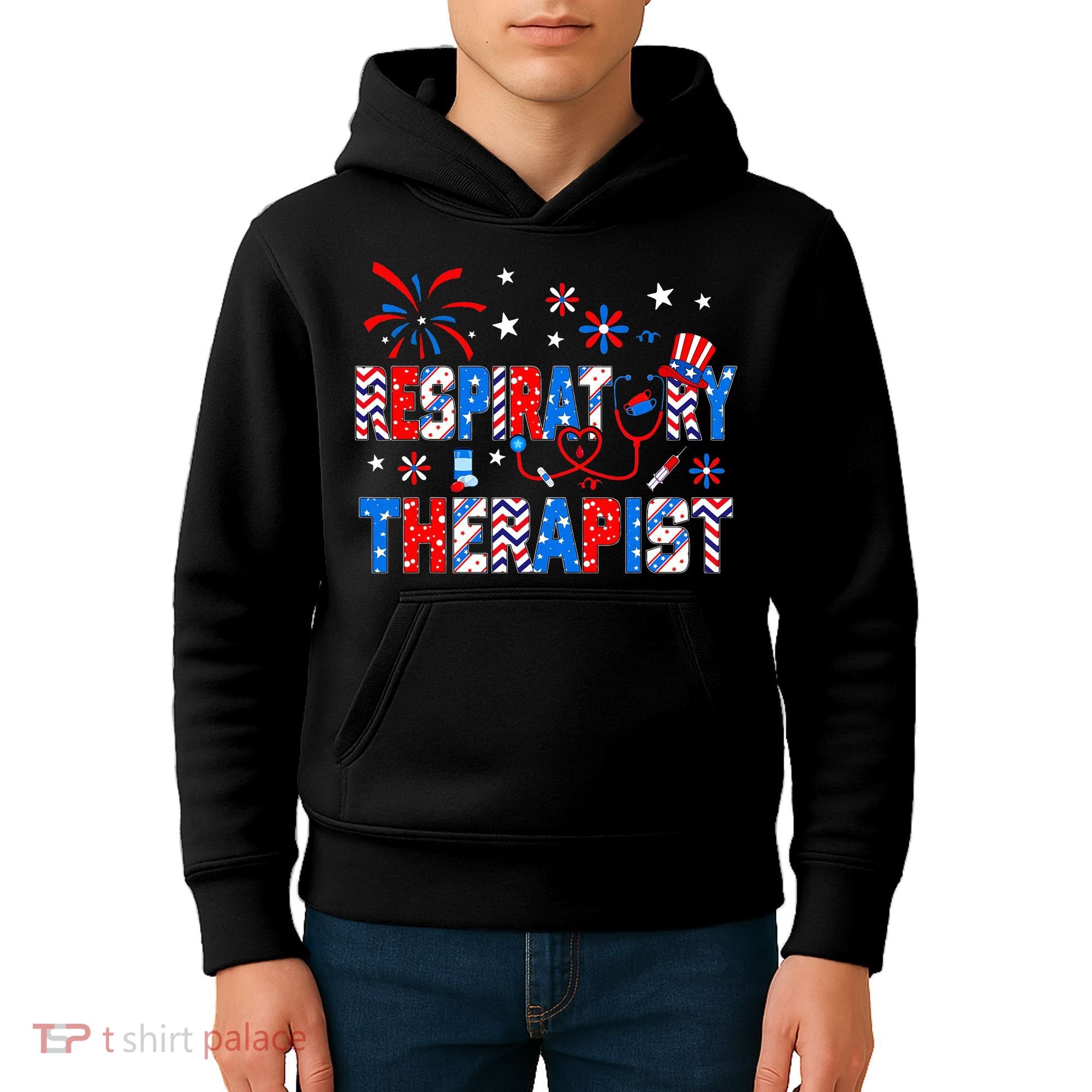 4th Of July For Wo Stethoscope Respiratory Therapist RT Kids Hoodie