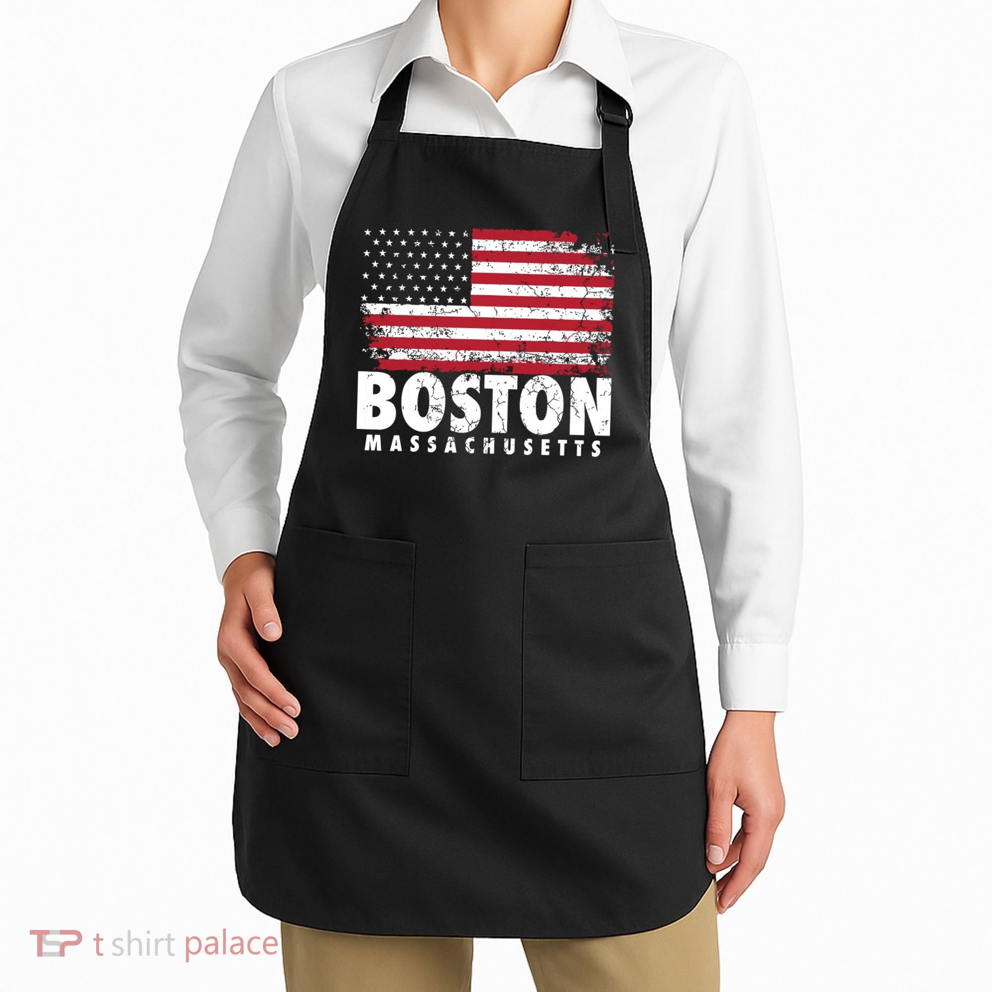 4th Of July Boston Massachusetts American Flag Apron