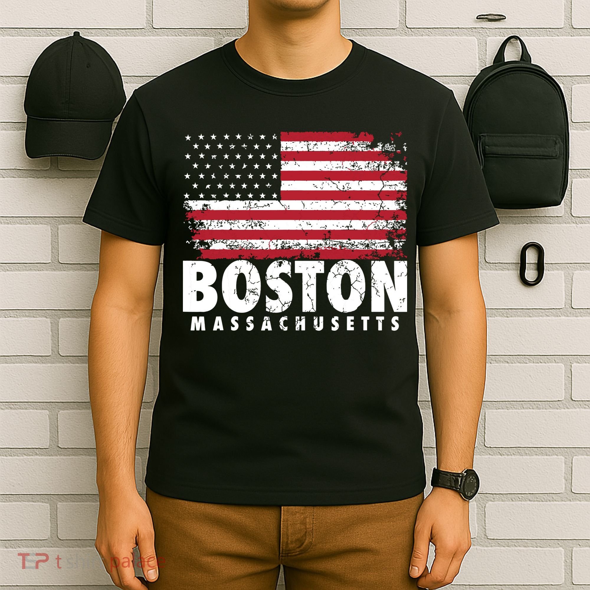 4th Of July Boston Massachusetts American Flag T-Shirt