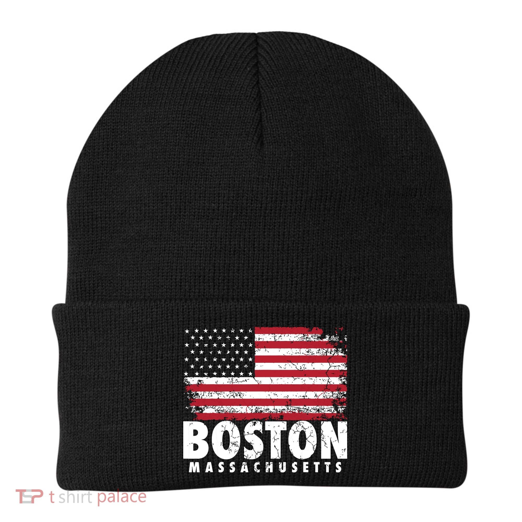 4th Of July Boston Massachusetts American Flag Beanie