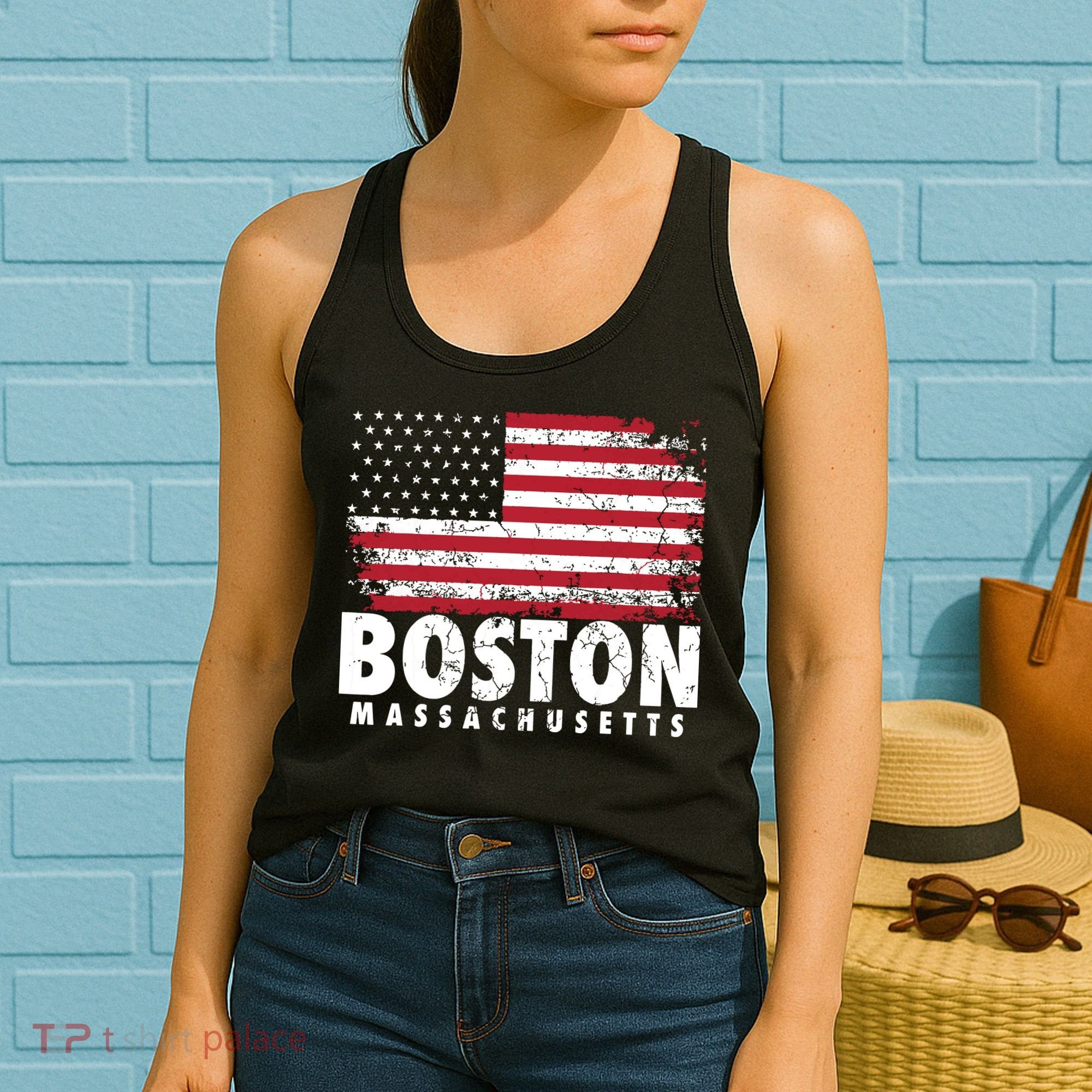 4th Of July Boston Massachusetts American Flag Women's Tank Top