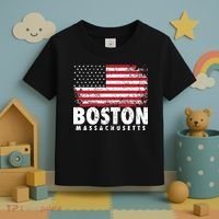 4th Of July Boston Massachusetts American Flag Toddler T-Shirt thumb 3