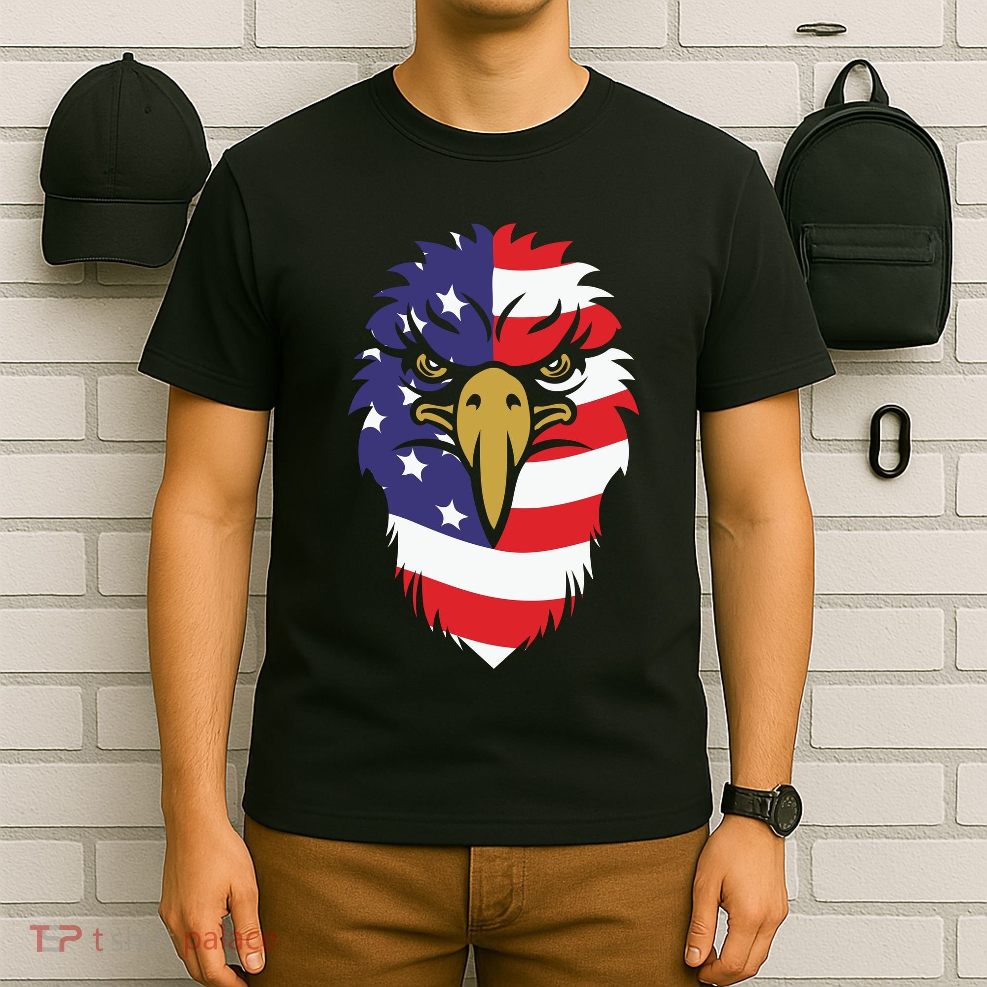 4th Of July Bald Eagle With American Flag T-Shirt