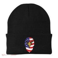 4th Of July Bald Eagle With American Flag Beanie thumb 0